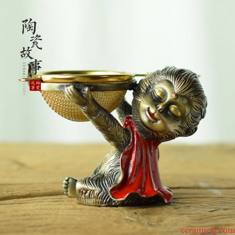 Stainless steel, ceramic stories) Japanese kung fu tea tea filter accessories spirit monkey copper base