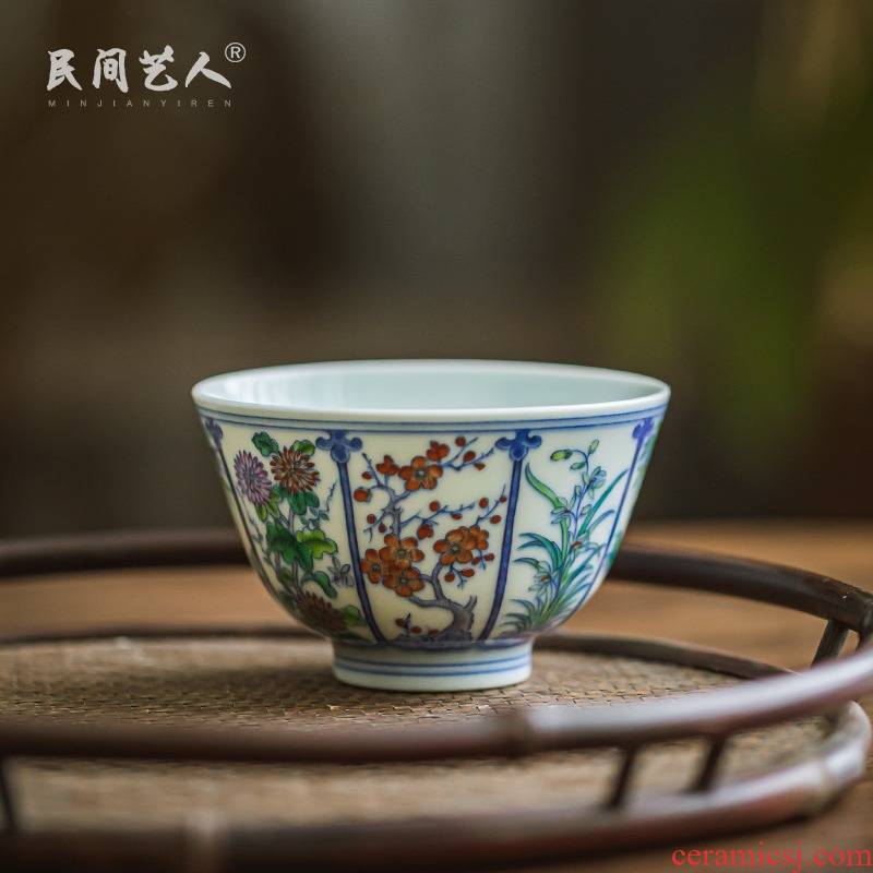 The Bucket color by patterns masters cup of jingdezhen ceramic checking kung fu tea set a single sample tea cup cup