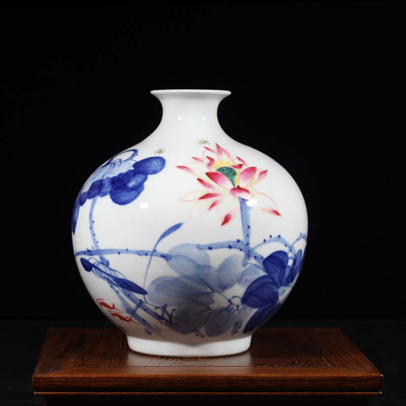 Jingdezhen Jingdezhen Peng, who was high - grade hand - made pomegranate lotus flower vase peony vase work new vase