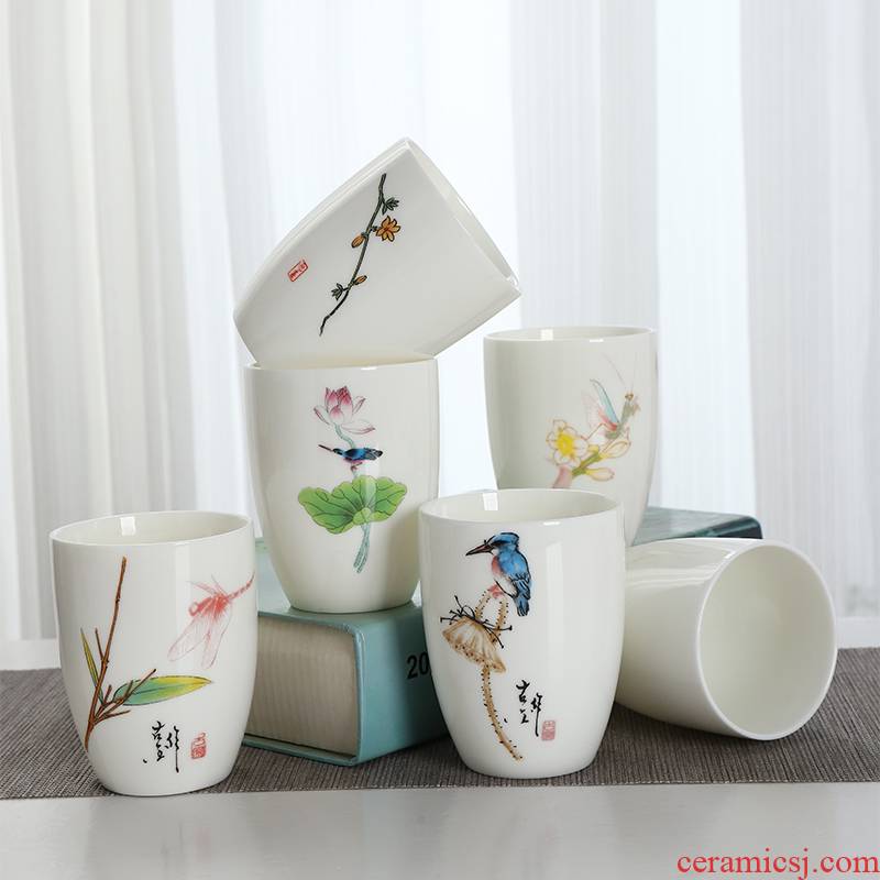 Large ceramic cup 250 ml dehua white porcelain cup tea cup office cup personal cup tea cup