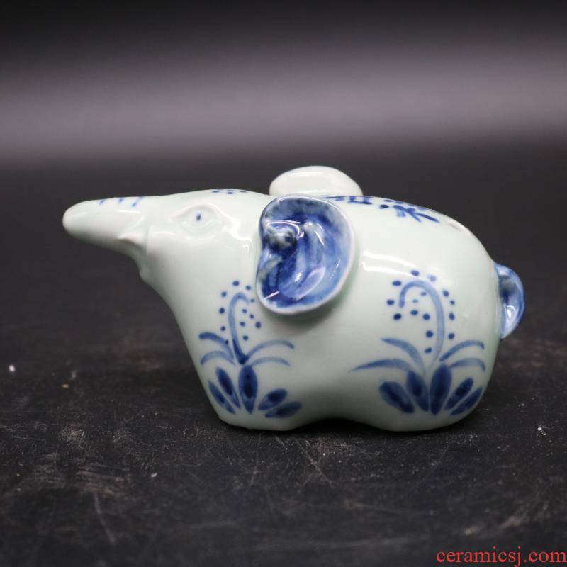 Hand made blue and white YanDi purse auspicious four sheep droplets calligraphy ink stone grinding ink ceramics crafts gifts