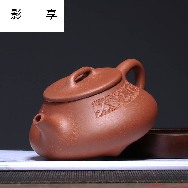 Yixing purple sand tea set shadow enjoy 】 【 undressed ore green new stone gourd ladle pot of of bottom chamfer all hand the suez energy teapot