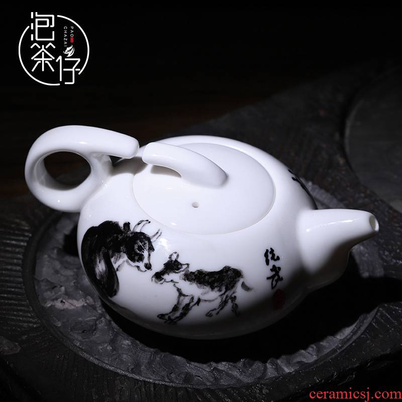WeiChunWu unceasing white porcelain ceramic teapot collection level pure manual single pot one little teapot with a teapot
