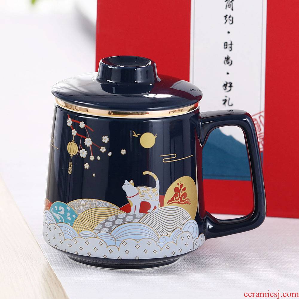 Jingdezhen ceramic cups with cover filter glass office tea cup glass ceramic cup getting creative mark