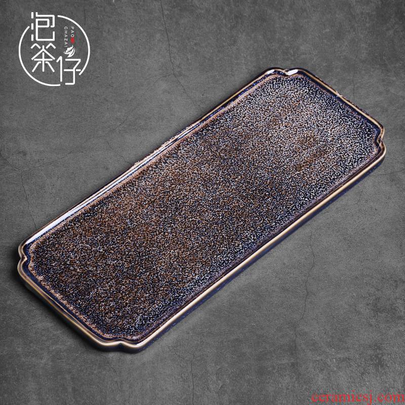 Japanese dry tea little tea tray zen Chinese style household ceramic rectangle saucer dish pot bearing cup pad