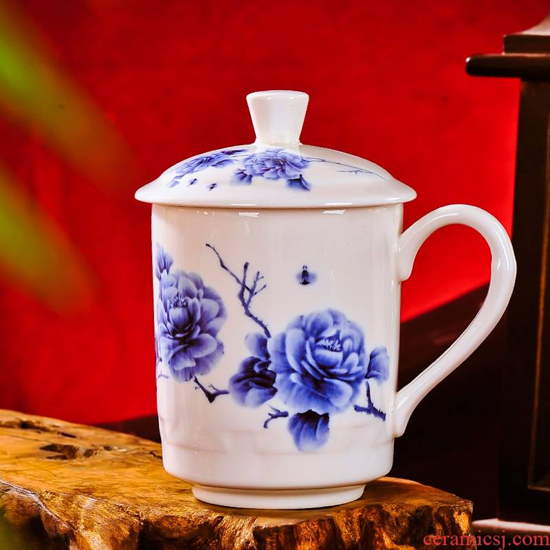 Red xin gift of jingdezhen ceramic big ipads porcelain cup with cover cup suit office with cover cups
