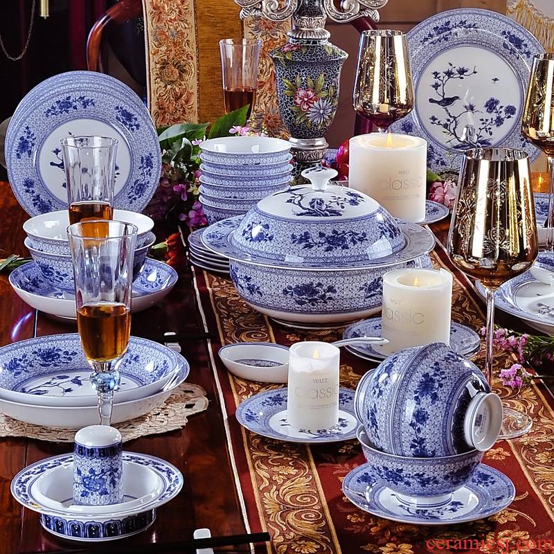 Red xin 58 head of archaize of jingdezhen blue and white ipads China tableware celadon creative elegant tableware tableware