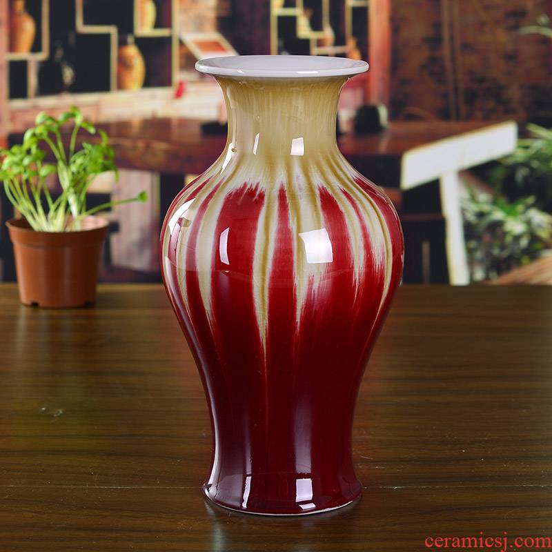 Jingdezhen ceramics up red glaze floret bottle of modern household act the role ofing is tasted furnishing articles sitting room decoration arts and crafts