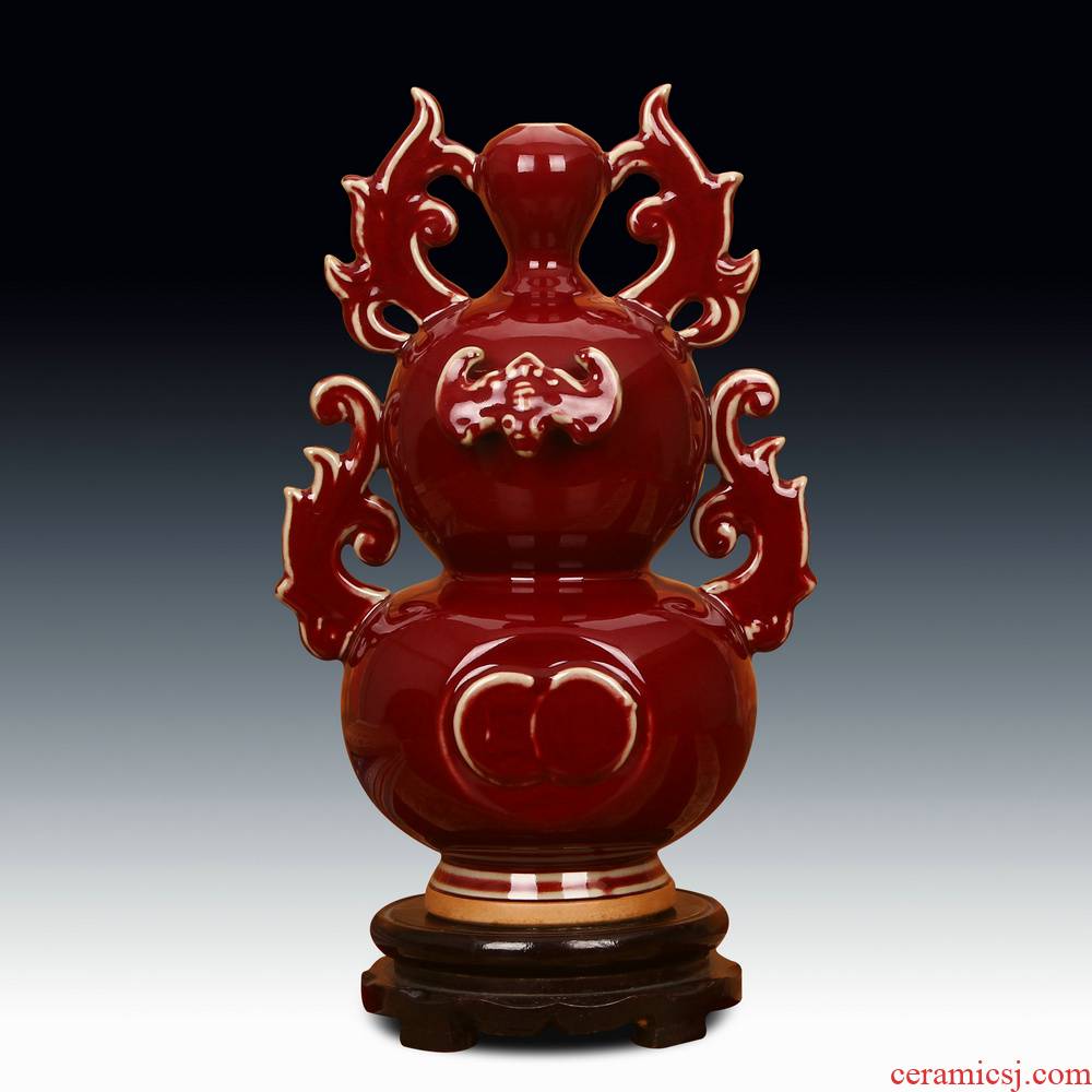 Jingdezhen ceramic vase archaize of jun porcelain up change lang offering red bat wing gourd vases, Chinese furnishing articles