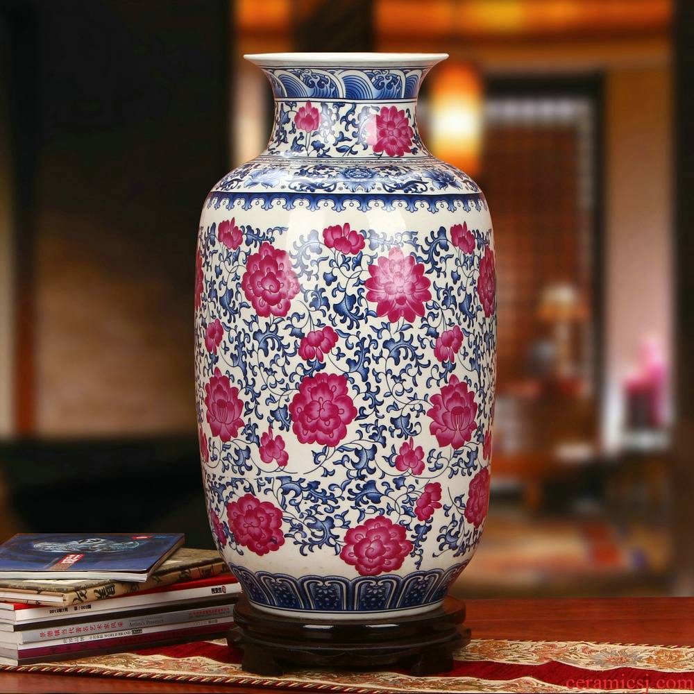 The king of Chinese blue and white porcelain of jingdezhen ceramics branch flower vase modern classical household handicraft furnishing articles