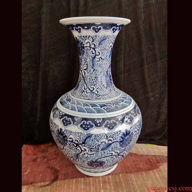 Jingdezhen blue and white tie up lotus flower pattern design hand - made of hand - made porcelain decorative vase youligong Chinese culture