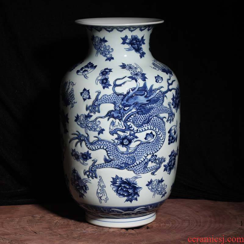 Jingdezhen porcelain its dragon 40-45 Gao Qinghua idea gourd porcelain porcelain vase dragon vase