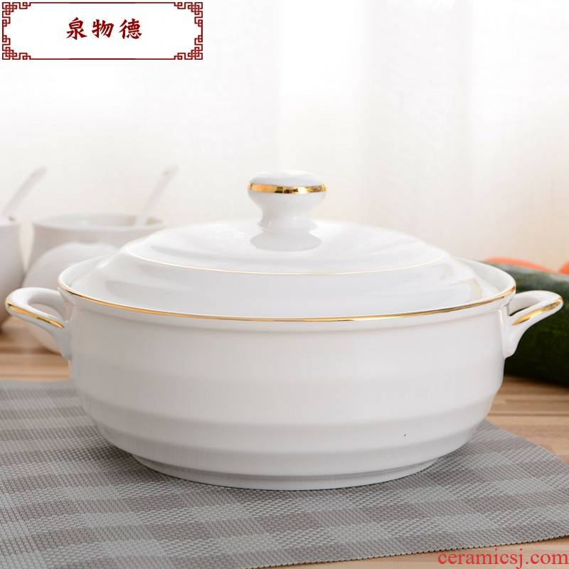 The New nest creative household ears with cover ceramic soup stew large capacity of pure rice soup bowl soup basin of microwave oven