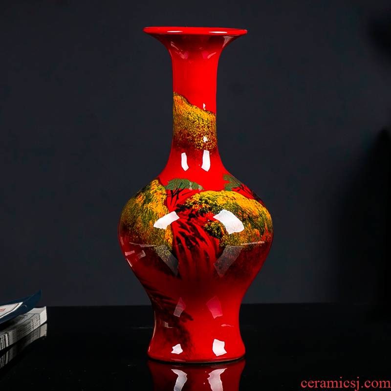 Chinese red hand - made jingdezhen ceramics wine cabinet decoration home furnishing articles color glaze vase handicraft ornament