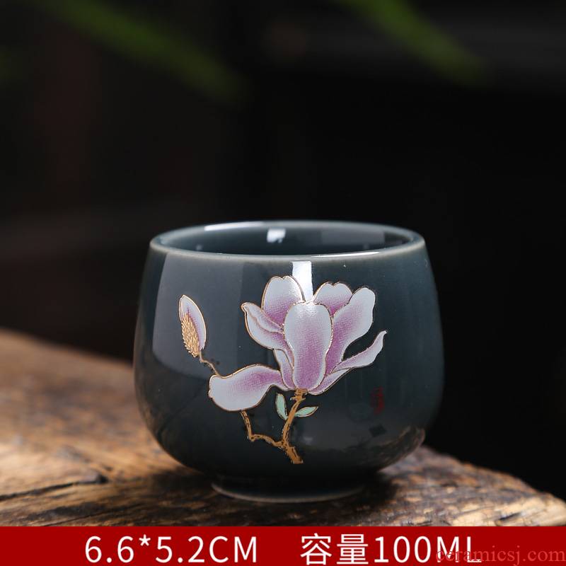 Tasted silver gilding sample tea cup silver small household kung fu ceramic cups single master cup move perfectly playable cup of jingdezhen