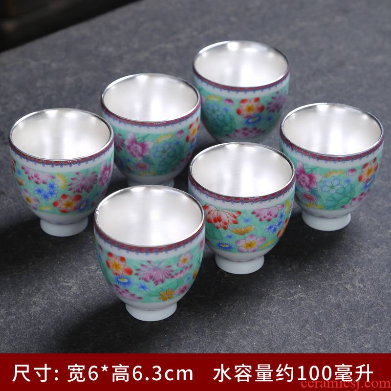 Jingdezhen colored enamel cup retro grilled ceramic masters cup sample tea cup kung fu tea set take personal single cup home