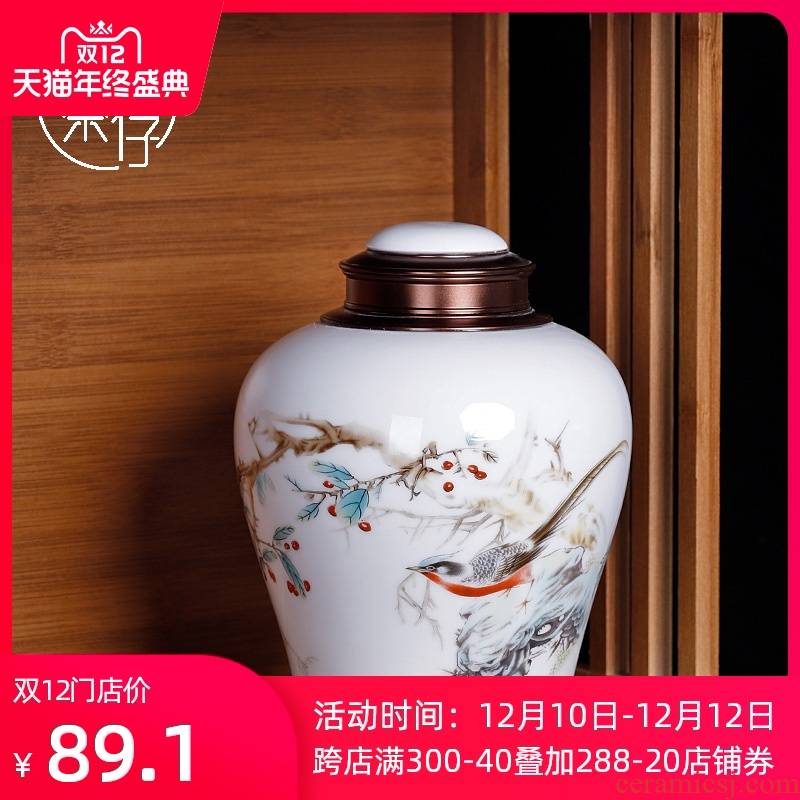 Hand - made ceramic tea pot jingdezhen Chinese large household moistureproof tea storage tanks seal pot small POTS