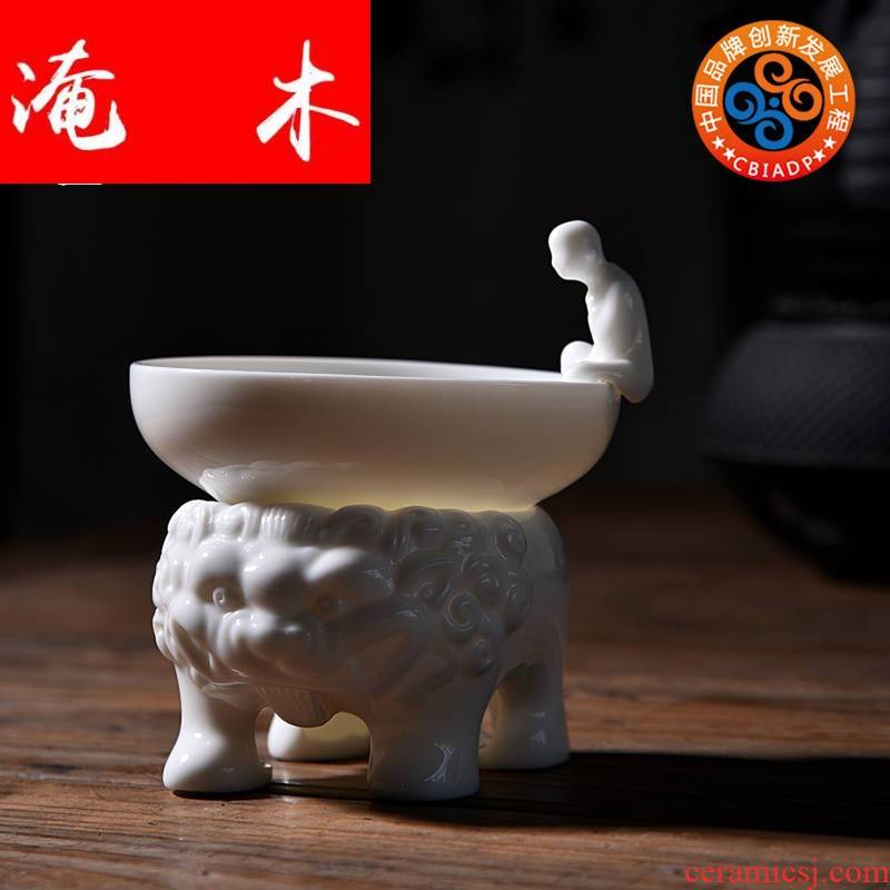 Flooded wooden gode white porcelain) saucer suit zen tea filter tea strainer kung fu tea accessories