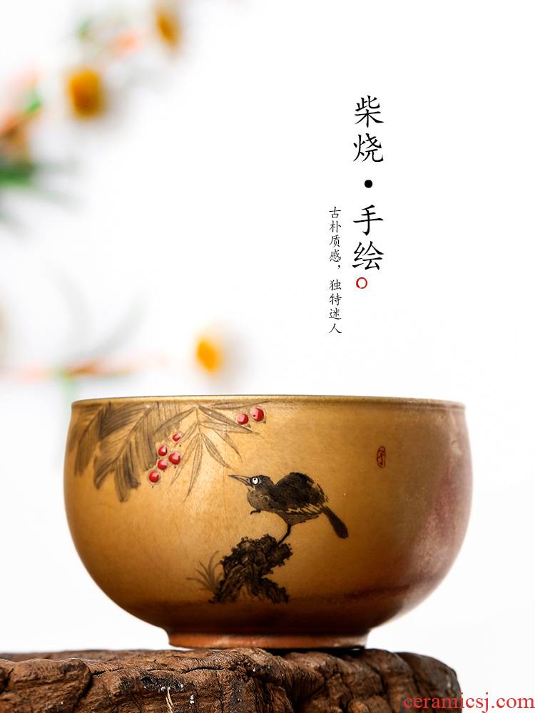 Jingdezhen firewood kung fu tea tea masters cup hand - made painting of flowers and ceramics, pure manual single cup sample tea cup tea sets