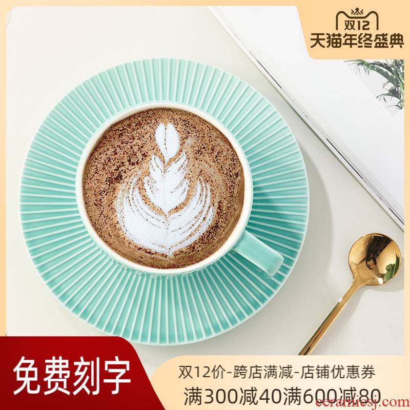 Nordic ceramic coffee cup suit household light key-2 luxury ins wind coffee cup small delicate ear ipads porcelain cup places cup