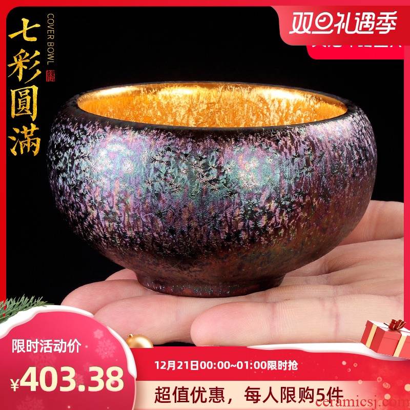Artisan fairy gold colorful ceramic cups household pure manual individual cups of tea red glaze, the master cup single CPU