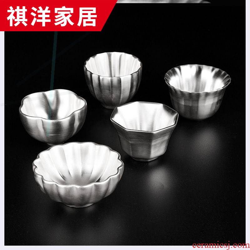 999 sterling silver cup kung fu master cup single cup pure manual coppering. As household ceramic tea set silver, silver cup bowl