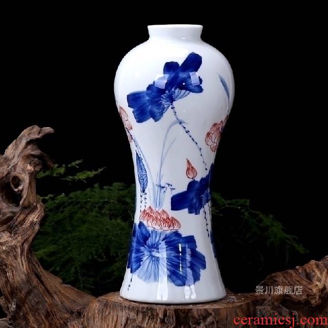 Blue and white floret bottle of jingdezhen ceramics flowers inserted hand - made flowers, household act the role ofing is tasted sitting room adornment mesa furnishing articles