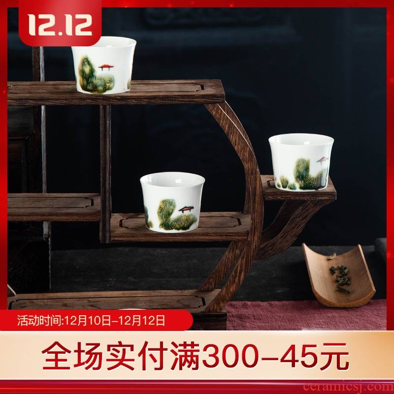 Hand - made ceramic tea cup sample tea cup color glaze up product manual single CPU JingDe kung fu tea masters cup