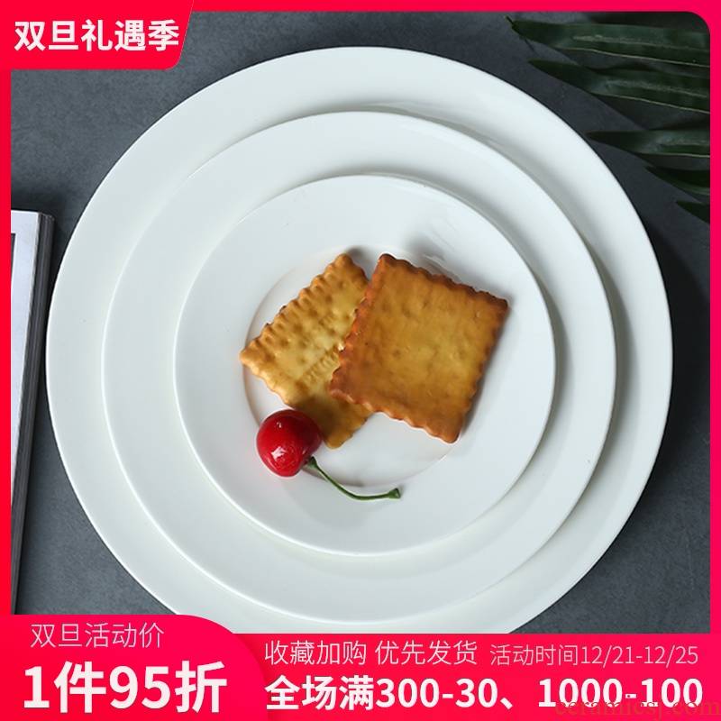 Pure white ipads China plate son home round flat dish dish dish of jingdezhen ceramic tableware plate of beefsteak