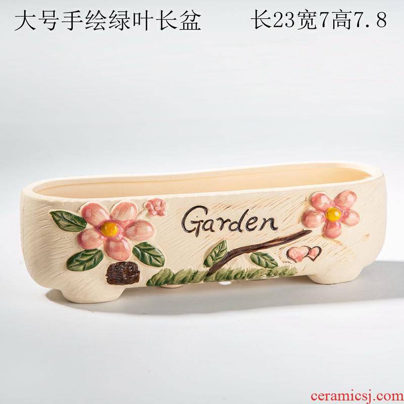 Ideas is hand - made large caliber rectangle rounded fleshy flowerpot platter ceramic wholesale special offer a clearance