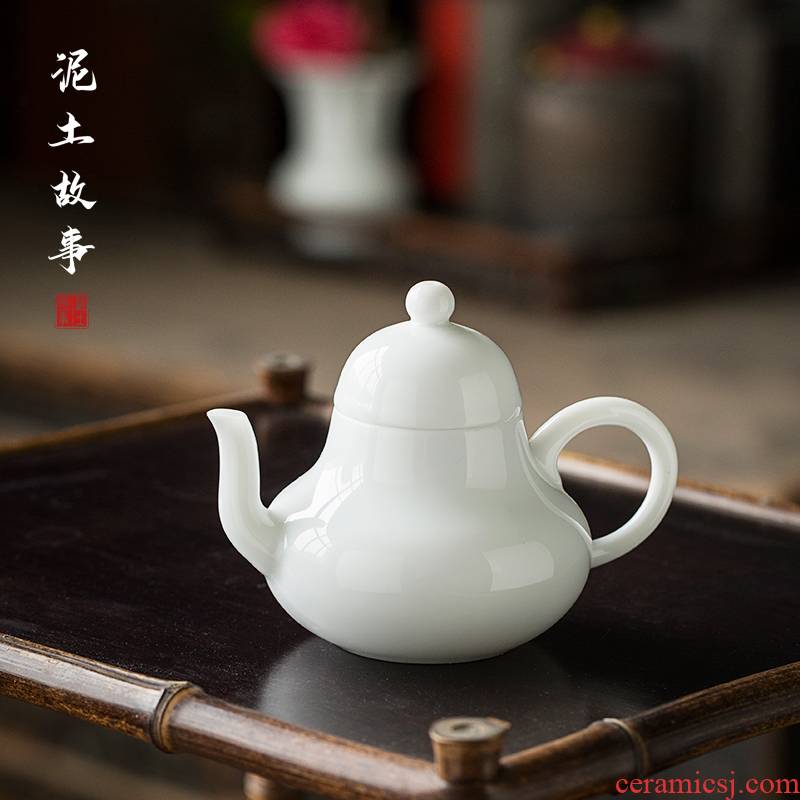 Jingdezhen, pavilion pot of sweet white glaze single pot hand thin foetus ceramic teapot white porcelain household kung fu tea set
