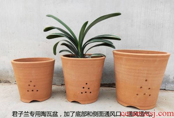 Made of baked clay ceramic flower pot large old mud breathable gentleman wenxin orchid pot clay sand flowerpot