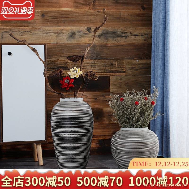 Jingdezhen ceramic vase big flowerpot furnishing articles manually restoring ancient ways is I and contracted Europe type dry flower arranging flowers sitting room