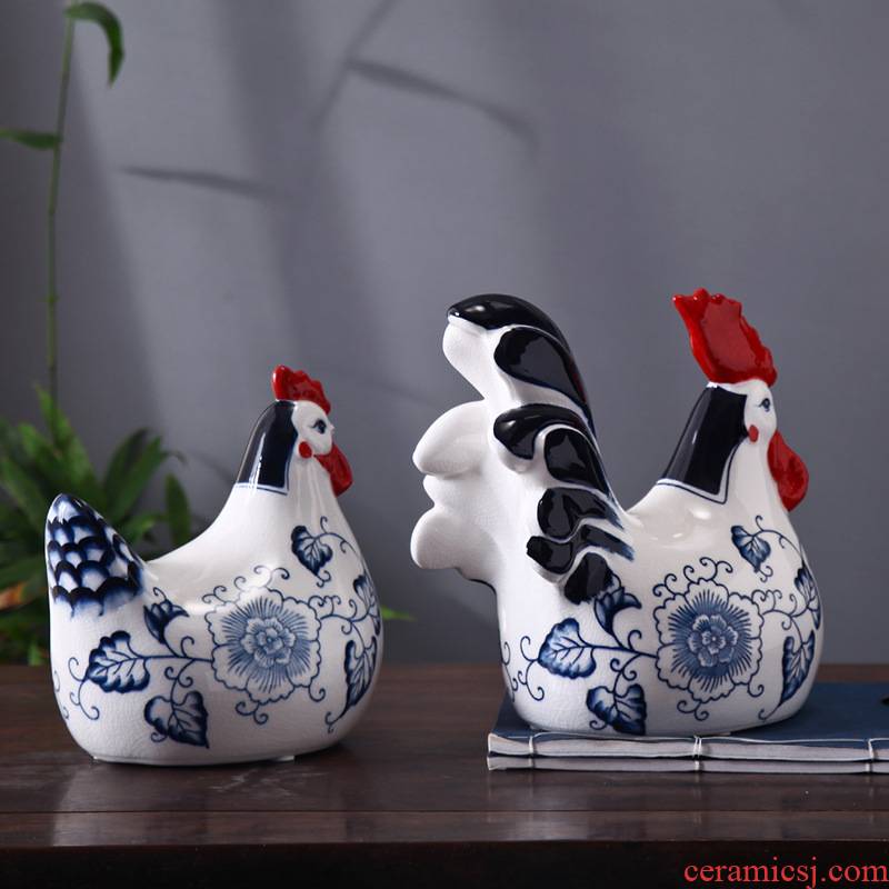Bright red ceramic creative home furnishing articles zodiac chicken chicken of blue and white porcelain art deco sitting room ceramic arts and crafts