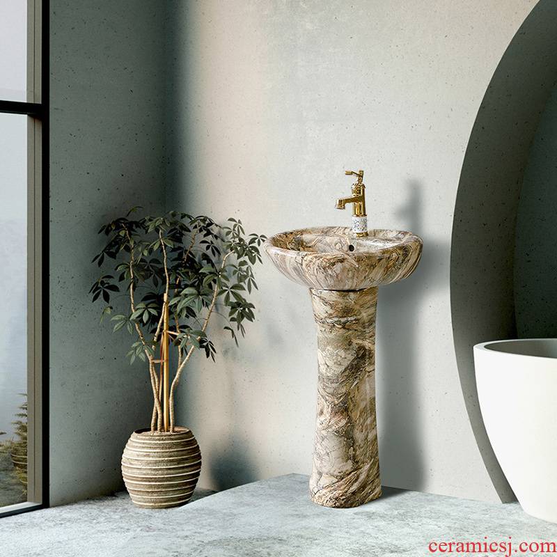 Ceramic washbasin marble columns basin vertical household balcony toilet lavabo xian ground contracted small family