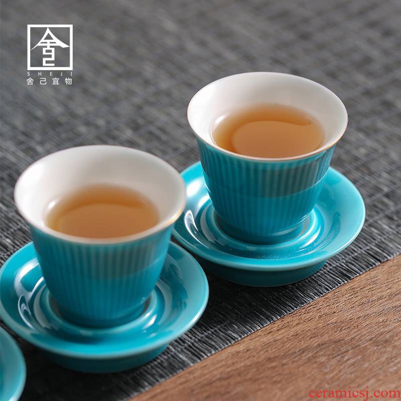 Jingdezhen ceramic cups method blue sample tea cup kung fu with small tea cup mat is a cup of tea set a single master CPU