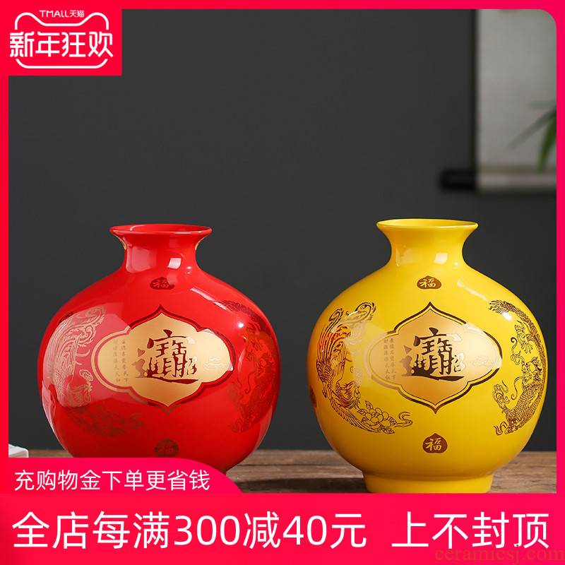 Jingdezhen ceramics Chinese maxim pomegranate bottle vase mesa flower arrangement sitting room adornment handicraft furnishing articles
