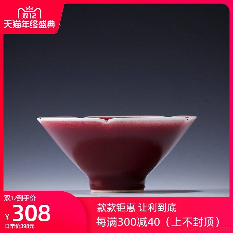 Holy big ceramic kung fu tea cups all hand ruby red haitang expressions using perfectly playable cup sample tea cup cup of jingdezhen tea service master