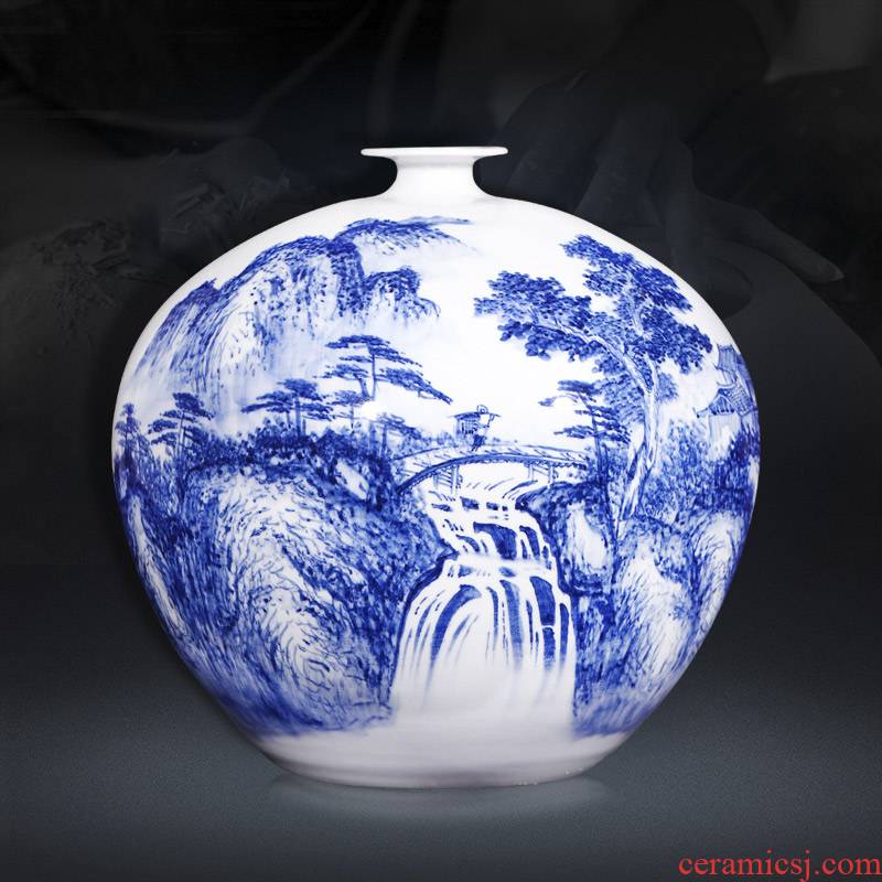 Jingdezhen ceramics hand - made antique Chinese blue and white porcelain vases, flower arrangement sitting room pomegranate bottles of rich ancient frame furnishing articles