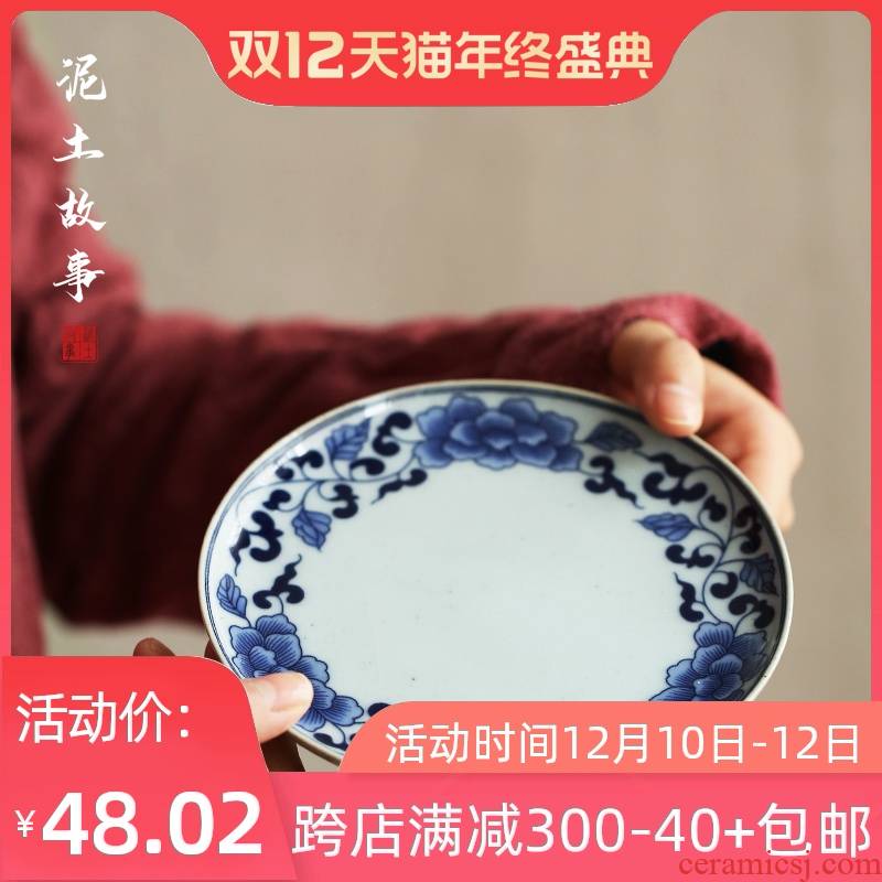Jingdezhen blue and white teapot hand - made pot bearing pot bearing ceramic contracted dry mercifully kung fu tea tea tray of pot dish