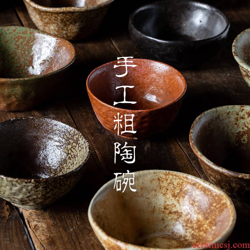 Japanese checking coarse pottery bowl of jingdezhen up household utensils creative orphan works dish plate of a single color restoring ancient ways your job