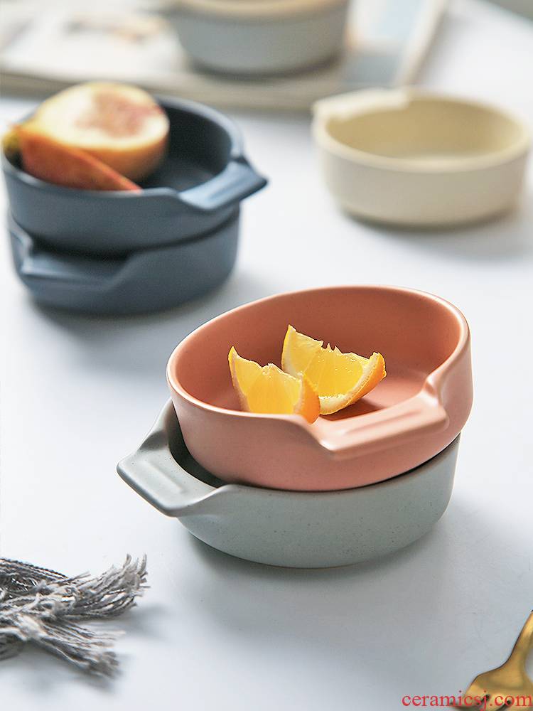 Scene wishful Nordic ceramic creative dishes with handle dish of soy sauce taste dumplings disc hotpot condiment dishes mustard sauce