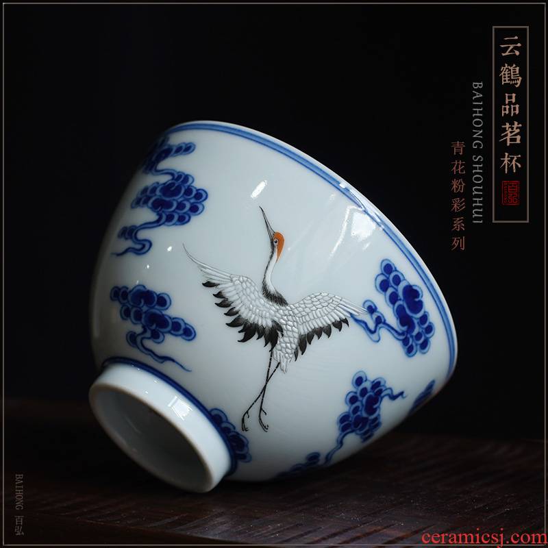 Pastel blue fight James t. c. na was published sample tea cup master cup single CPU jingdezhen ceramic teacups hand - made of blue and white porcelain bowl