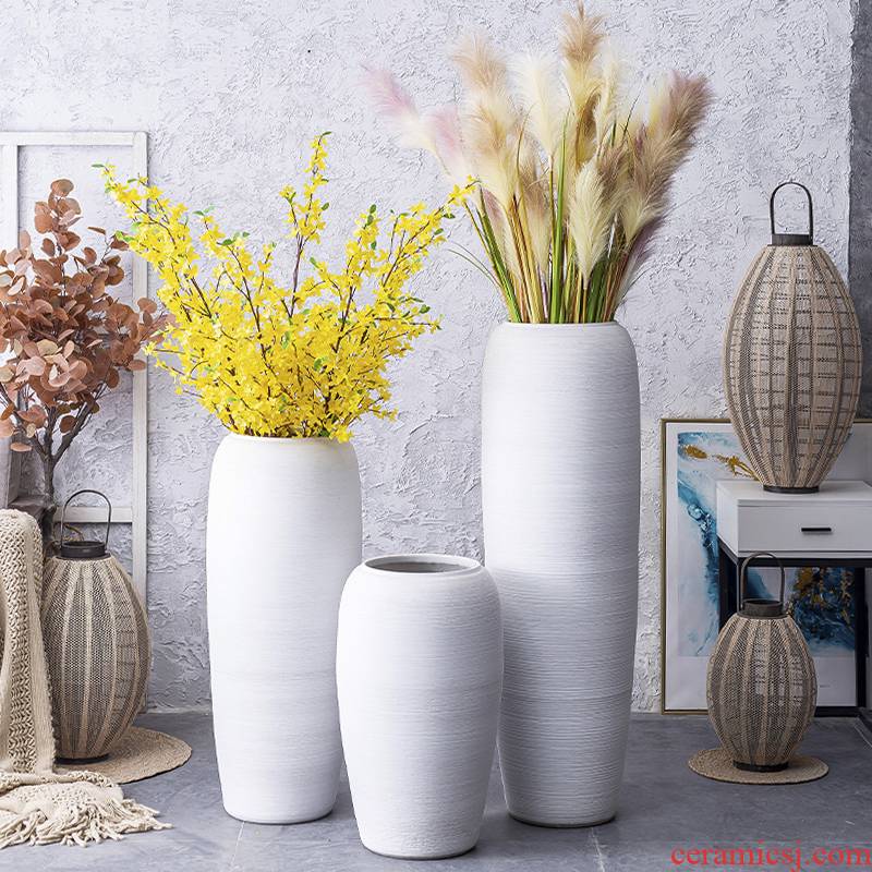 Jingdezhen ceramic big vase Nordic dried flower arranging flowers sitting room adornment is placed I and contracted white clay landing