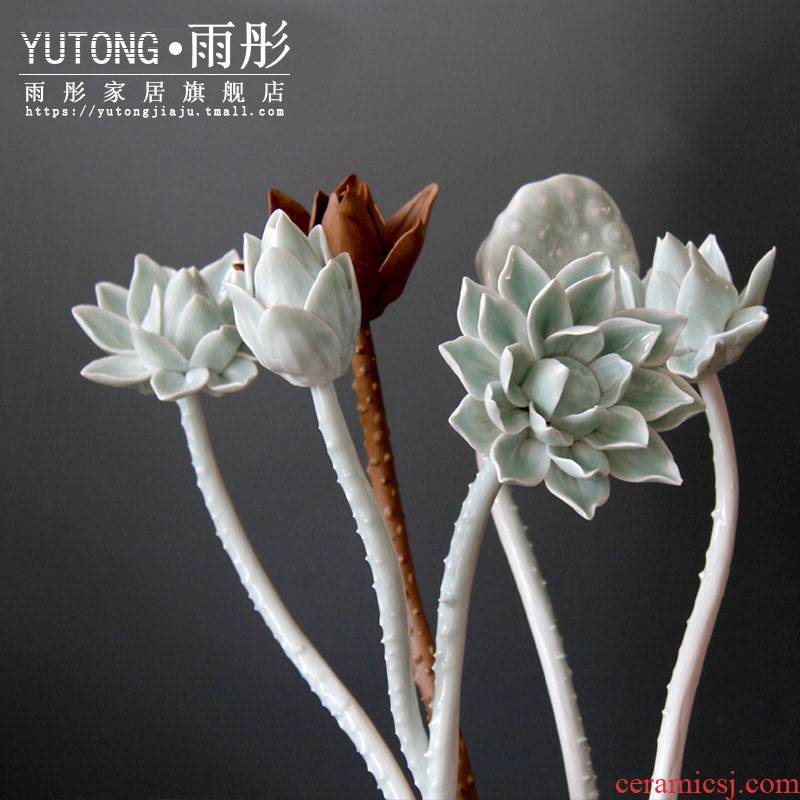Beautiful blossoms keep instant jingdezhen ceramic clay/ceramic celadon hand knead lotus flower gift boxes