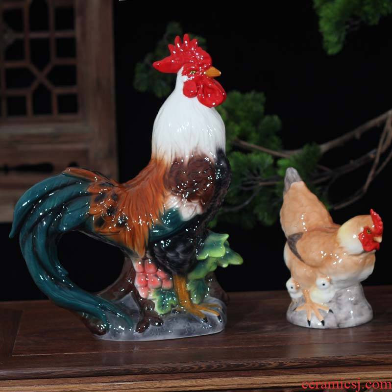 Jingdezhen porcelain coloured drawing or pattern rooster lifelike three - dimensional furnishing articles cockfighting porcelain porcelain rooster its