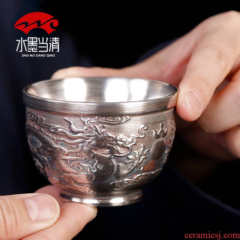 Single cup tea tasted silver gilding silver restoring ancient ways, master kung fu checking ceramic cups a Single large tea cup