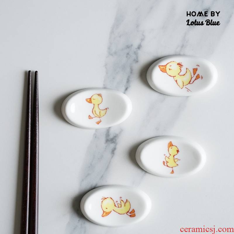 Qiao mu LH yellow duck ipads porcelain ceramic in - glazed chopsticks chopsticks frame zhu express animal creative practical home
