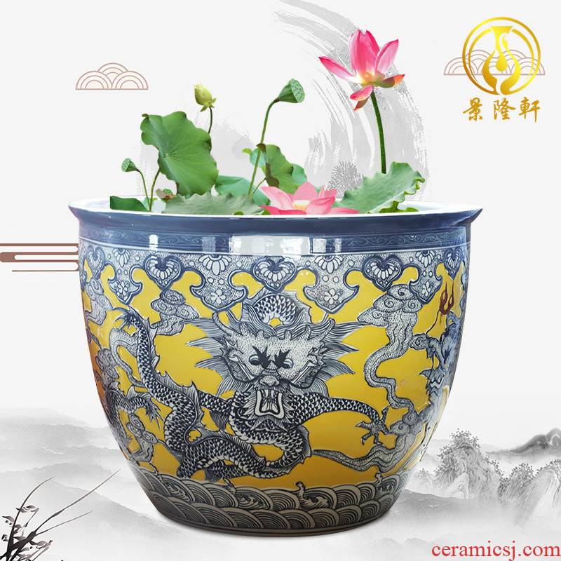 Dragon big flowerpot extra - large ceramic aquarium large water lily lotus cylinder large is suing its garden big bucket