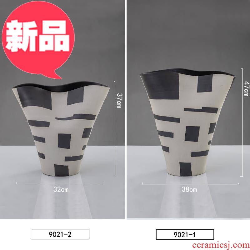 I and contracted, black - and - white creative ceramic vase furnishing articles 18 dried flower arranging flowers, sitting room, the Nordic household act the role of TV ark